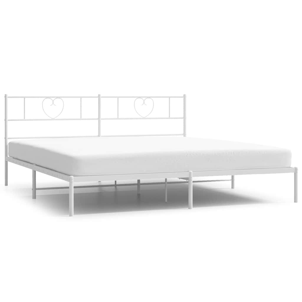 vidaXL Metal Bed Frame without Mattress with Headboard White 183x213cm 2