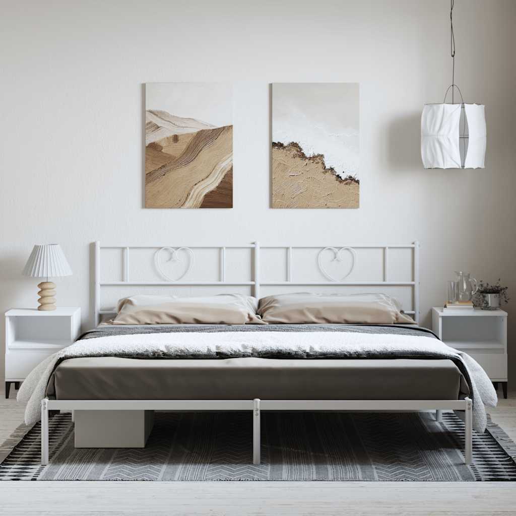 vidaXL Metal Bed Frame without Mattress with Headboard White 183x213cm 4