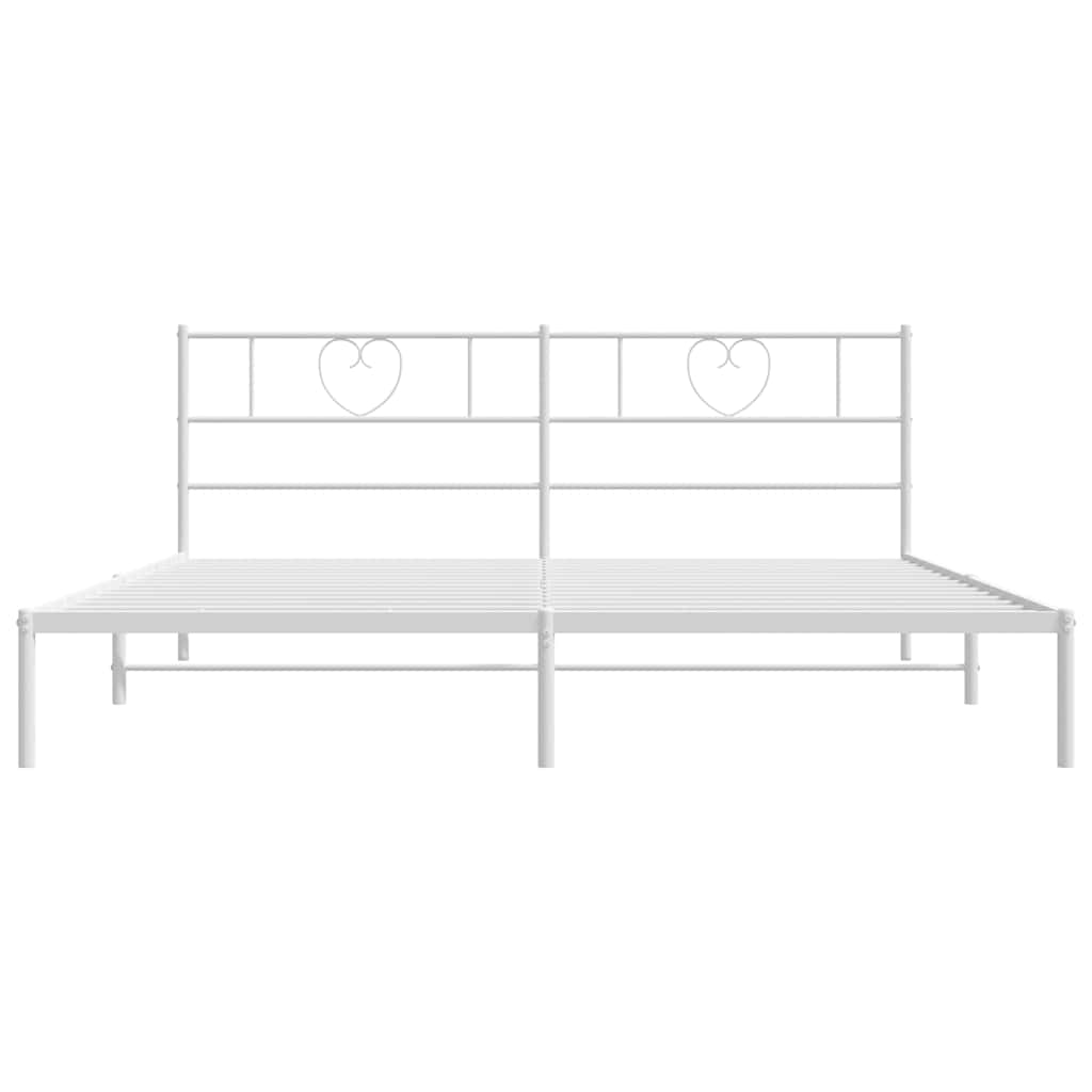 vidaXL Metal Bed Frame without Mattress with Headboard White 183x213cm 5