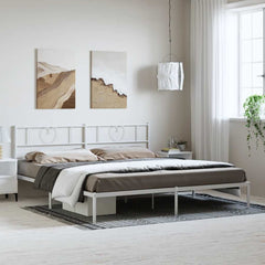 vidaXL Metal Bed Frame without Mattress with Headboard White 183x213cm 1