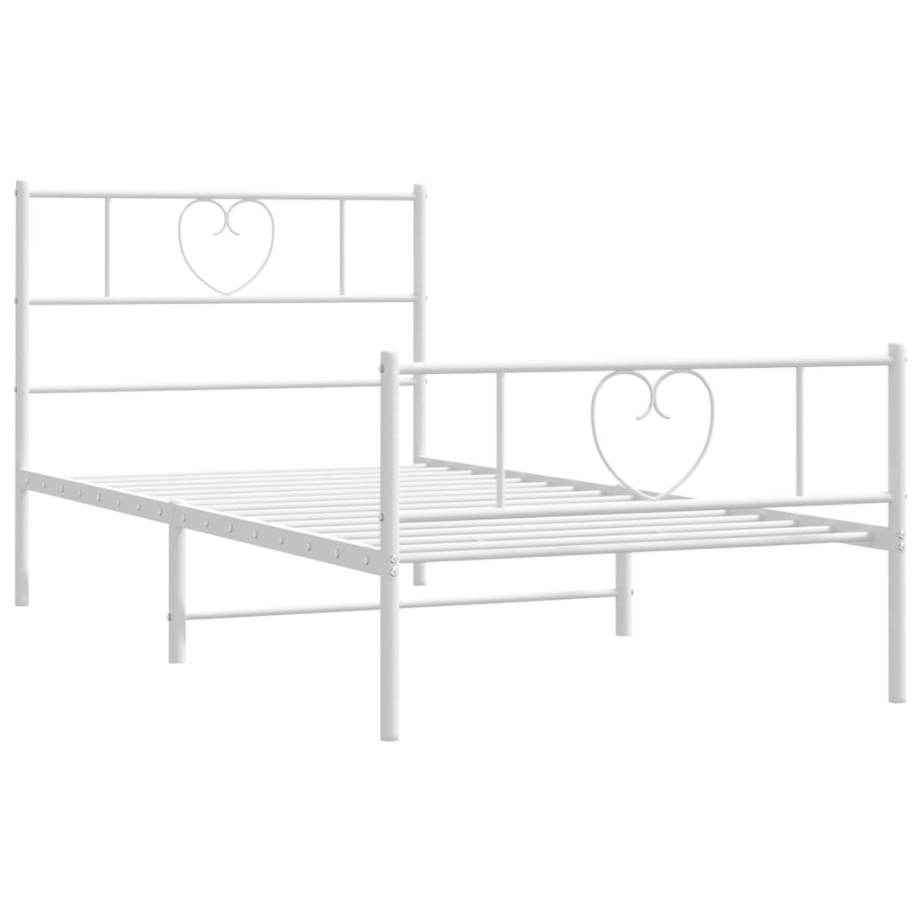 vidaXL Metal Bed Frame without Mattress with Footboard White 107x203cm 5