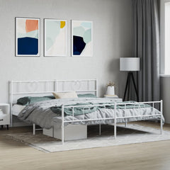 vidaXL Metal Bed Frame without Mattress with Footboard With headboard & footboard White