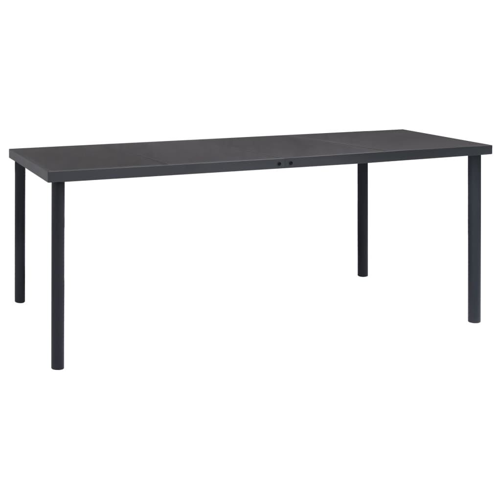 7 Piece Garden Dining Set Black Steel and Textilene 190 cm table length 6
