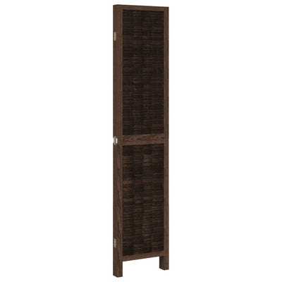 Room Divider 4 Panels Dark Brown Solid Wood Paulownia