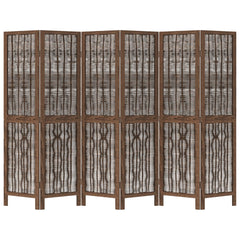 vidaXL Room Divider 6 Panels Dark Brown Solid Wood Paulownia 4