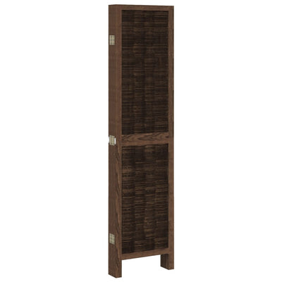 Room Divider 6 Panels Dark Brown Solid Wood Paulownia