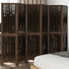 vidaXL Room Divider 6 Panels Dark Brown Solid Wood Paulownia 1