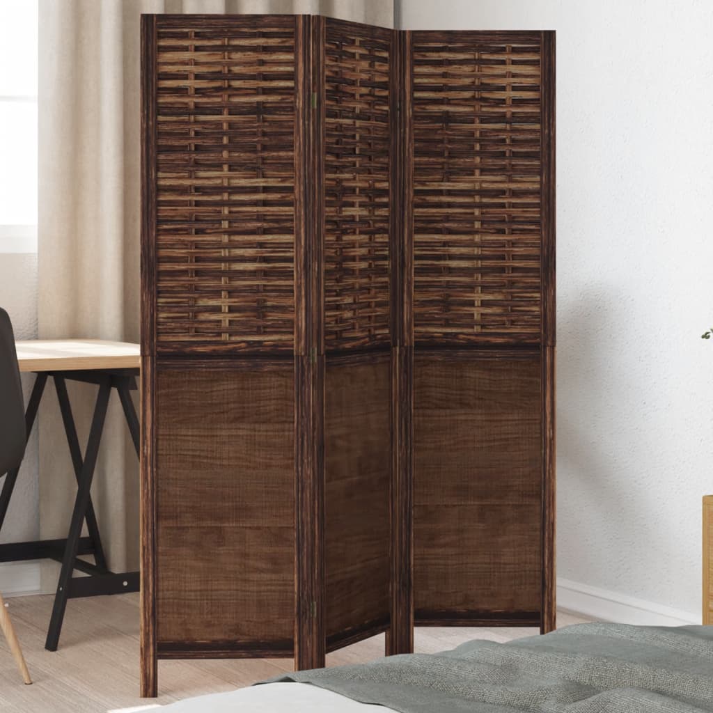 Room Divider Panels Dark Brown Solid Wood Paulownia 40 x 160 cm 3
