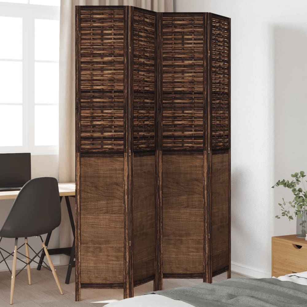 Room Divider Panels Dark Brown Solid Wood Paulownia 40 x 220 cm 4