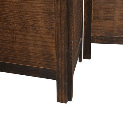 Room Divider 5 Panels Dark Brown Solid Wood Paulownia