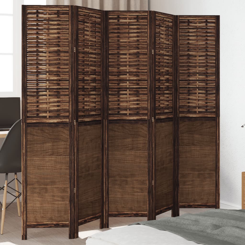 Room Divider Panels Dark Brown Solid Wood Paulownia 40 x 180 cm 5