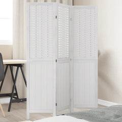 vidaXL Room Divider 3 Panels White Solid Wood Paulownia 1