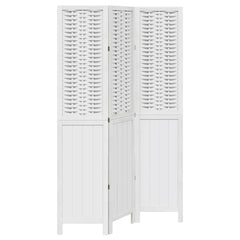 vidaXL Room Divider 3 Panels White Solid Wood Paulownia 2
