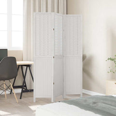 vidaXL Room Divider 3 Panels White Solid Wood Paulownia 3
