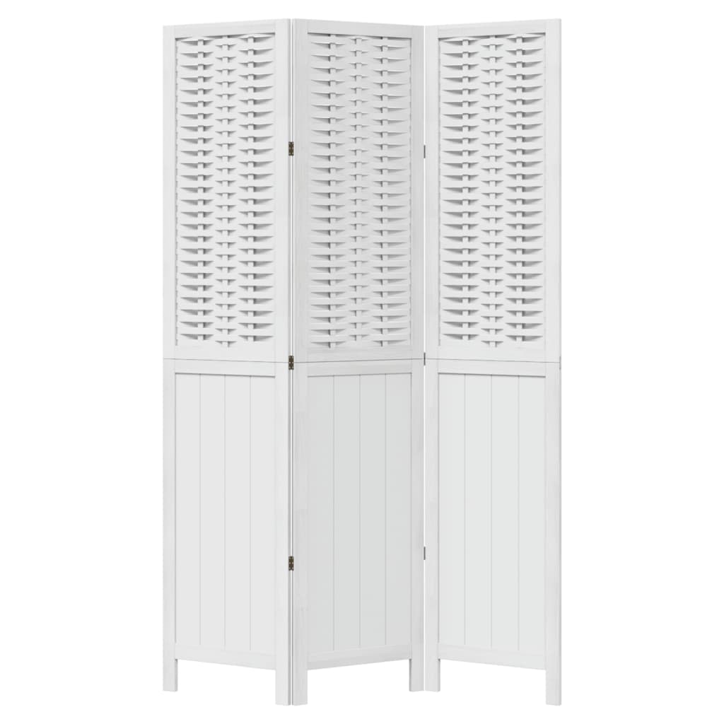vidaXL Room Divider 3 Panels White Solid Wood Paulownia 4