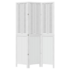 vidaXL Room Divider 3 Panels White Solid Wood Paulownia 4