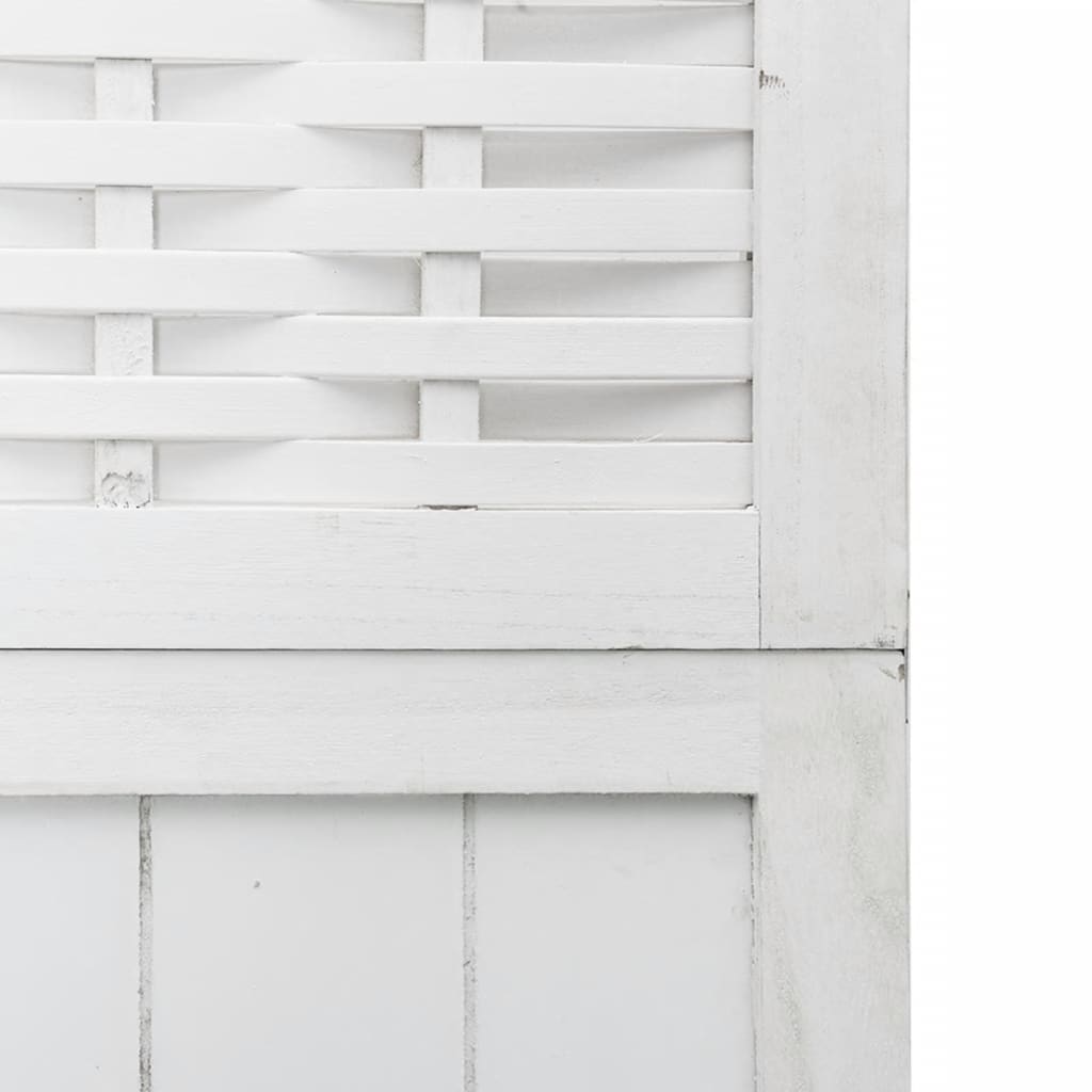 vidaXL Room Divider 3 Panels White Solid Wood Paulownia 6