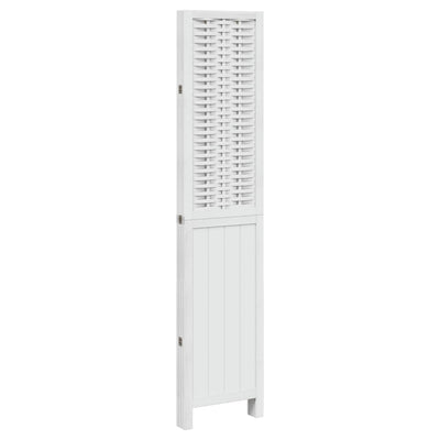 Room Divider 4 Panels White Solid Wood Paulownia