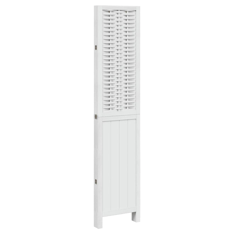 Room Divider 4 Panels White Solid Wood Paulownia