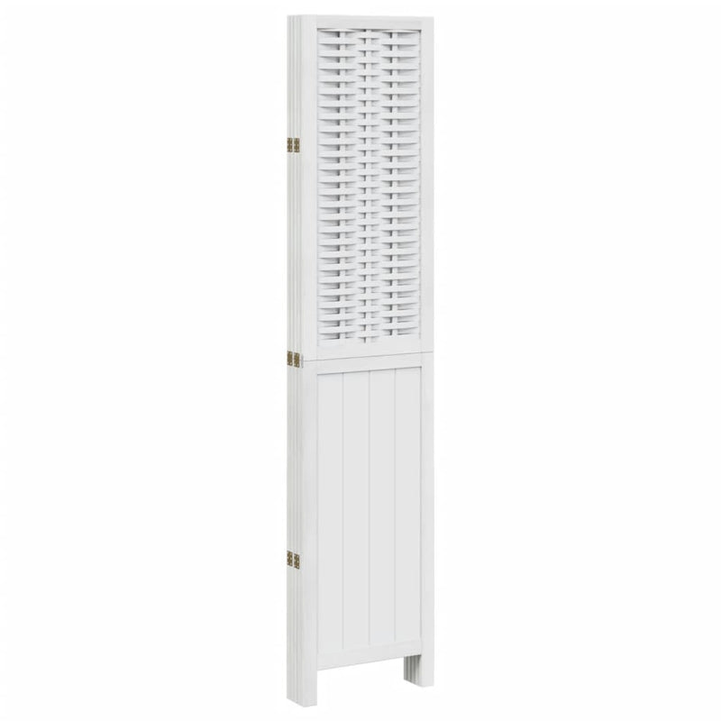 Room Divider 5 Panels White Solid Wood Paulownia