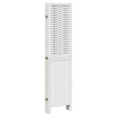 Room Divider 6 Panels White Solid Wood Paulownia