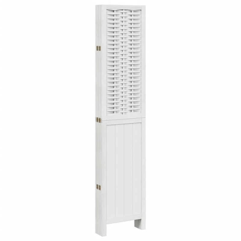 Room Divider 6 Panels White Solid Wood Paulownia