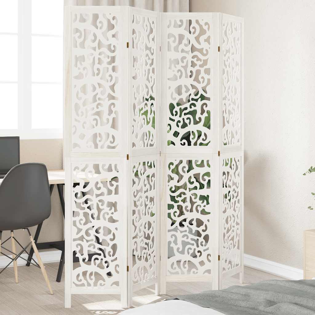 Room Divider Panels White Solid Wood Paulownia 40 x 200 cm 4