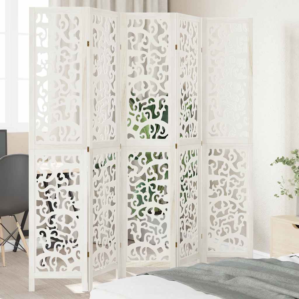 Room Divider Panels White Solid Wood Paulownia 40 x 200 cm 5