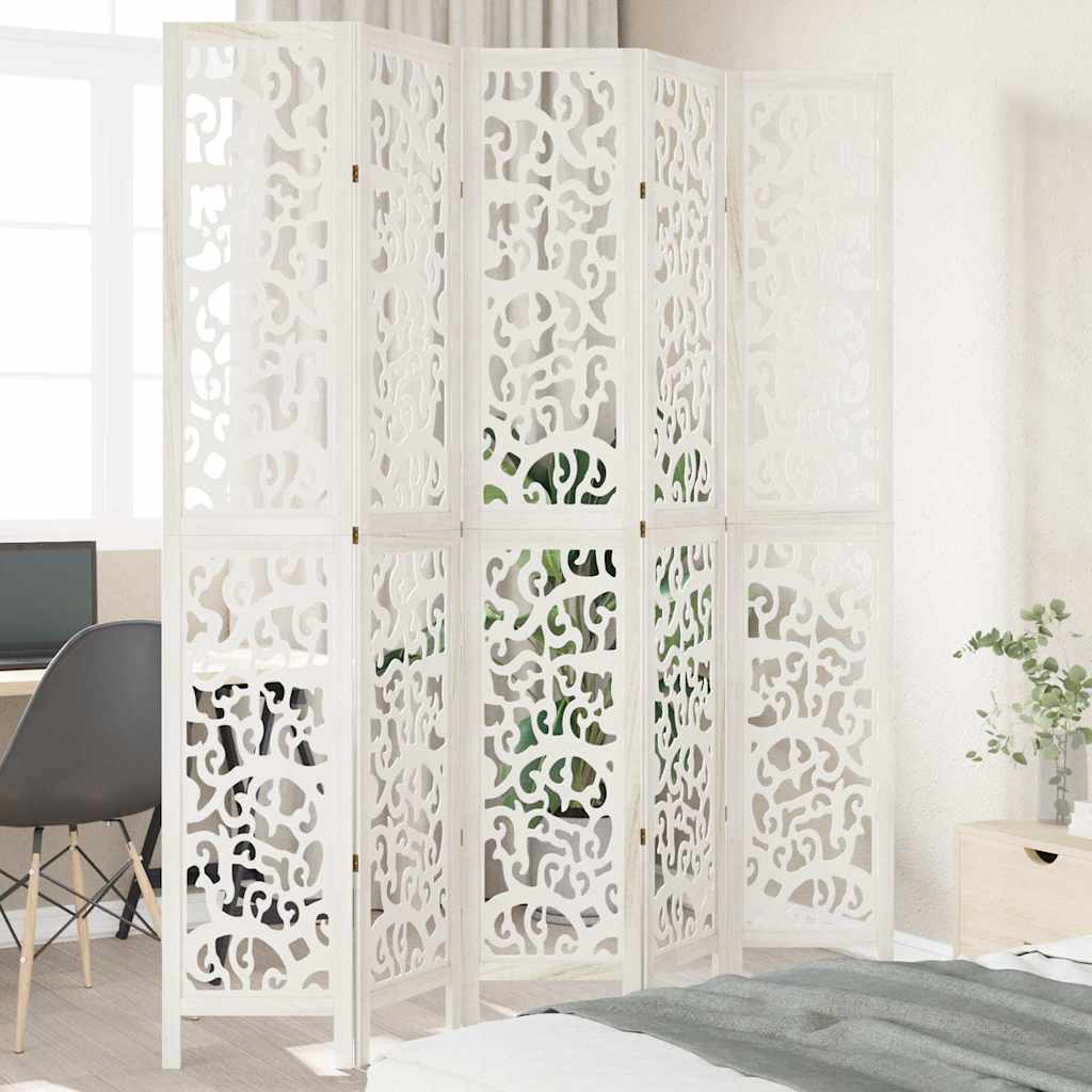 Room Divider Panels White Solid Wood Paulownia 40 x 220 cm 5