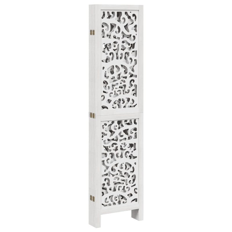 Room Divider 6 Panels White Solid Wood Paulownia