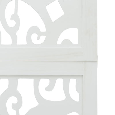 Room Divider 6 Panels White Solid Wood Paulownia