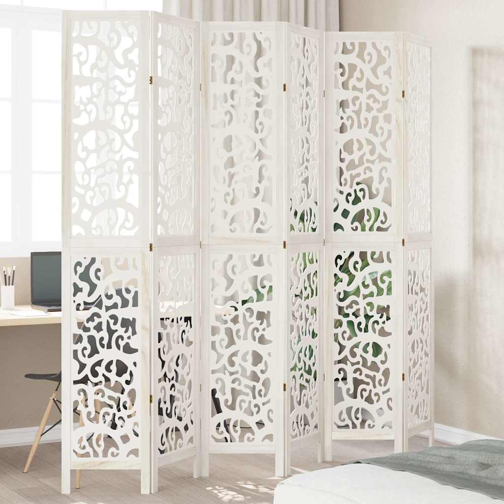 Room Divider Panels White Solid Wood Paulownia 40 x 220 cm 6