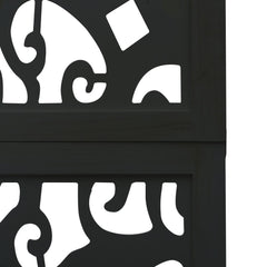 vidaXL Room Divider 3 Panels Black Solid Wood Paulownia 6