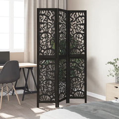 vidaXL Room Divider 3 Panels Black Solid Wood Paulownia 3