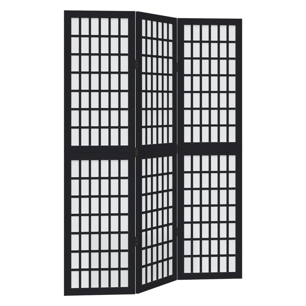 Room Divider 3 Panels Black Solid Wood Paulownia, image 2