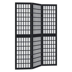Room Divider 3 Panels Black Solid Wood Paulownia, image 2