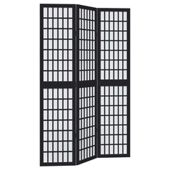 vidaXL Room Divider 3 Panels Black Solid Wood Paulownia 2
