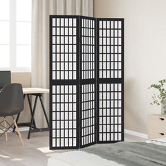 vidaXL Room Divider 3 Panels Black Solid Wood Paulownia 3