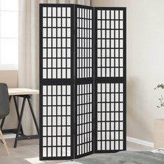 vidaXL Room Divider 3 Panels Black Solid Wood Paulownia 1