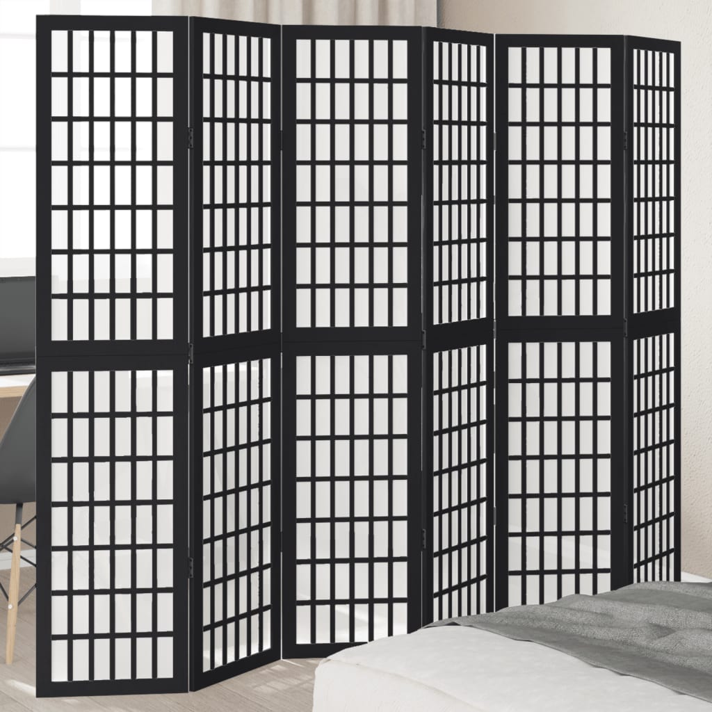 vidaXL Room Divider Panels Black Solid Wood Paulownia