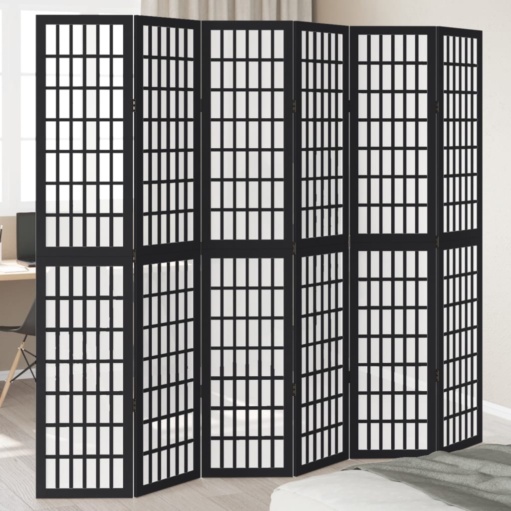 vidaXL Room Divider Panels Black Solid Wood Paulownia