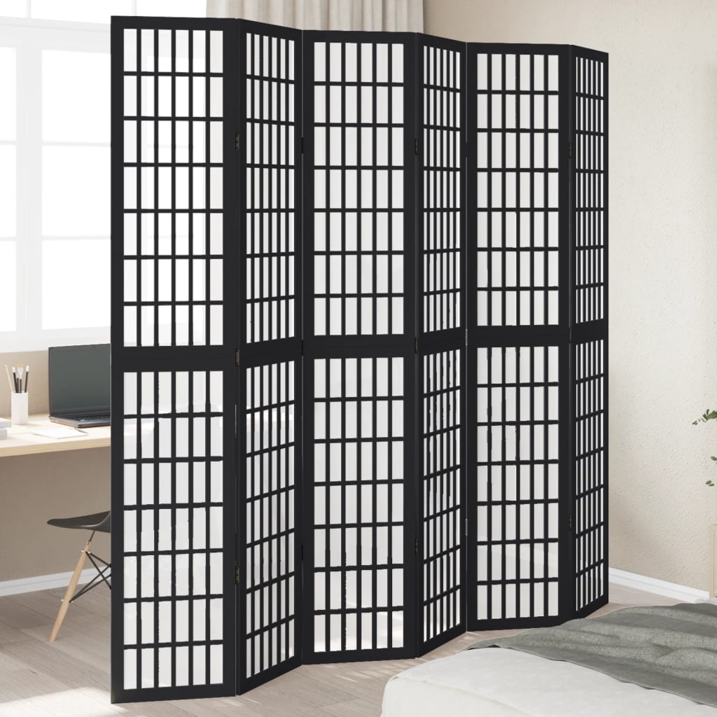 vidaXL Room Divider Panels Black Solid Wood Paulownia