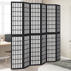vidaXL Room Divider Panels Black Solid Wood Paulownia