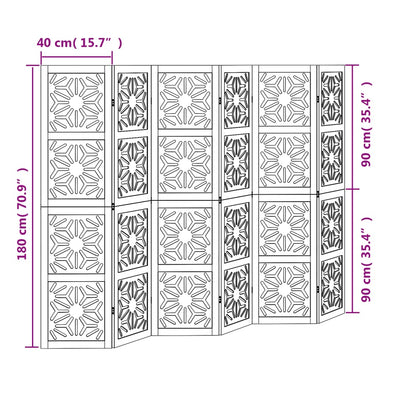 Room Divider 5 Panels Brown and Black Solid Wood Paulownia