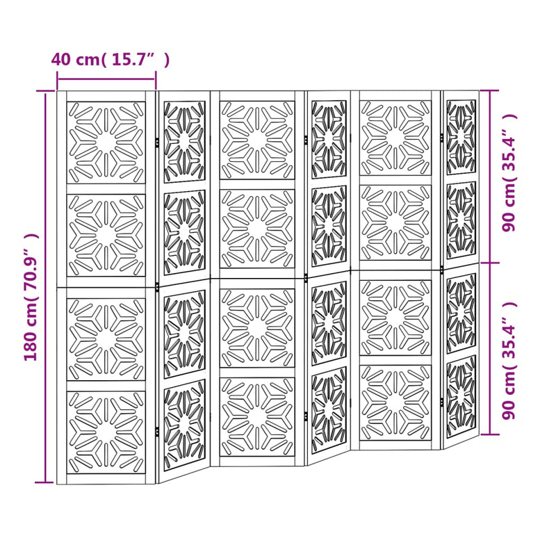 Room Divider 5 Panels Brown and Black Solid Wood Paulownia