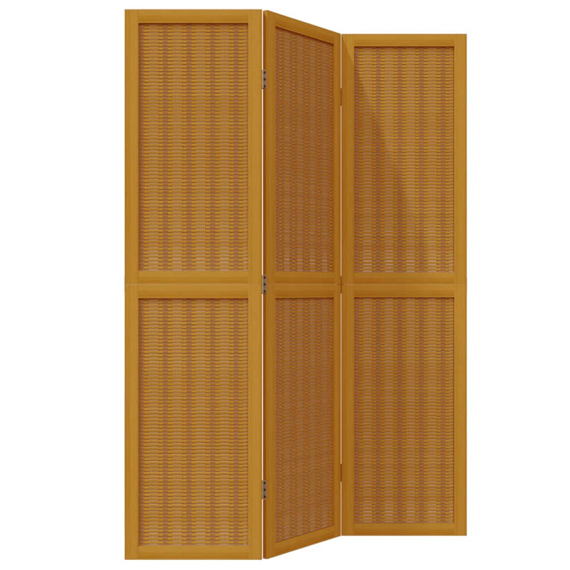 Room Divider 3 Panels Brown Solid Wood Paulownia