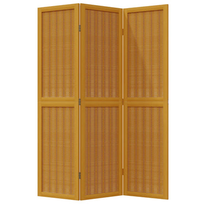 Room Divider 3 Panels Brown Solid Wood Paulownia