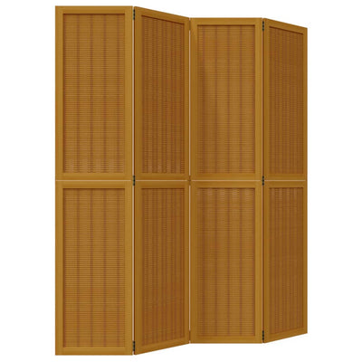 Room Divider 4 Panels Brown Solid Wood Paulownia