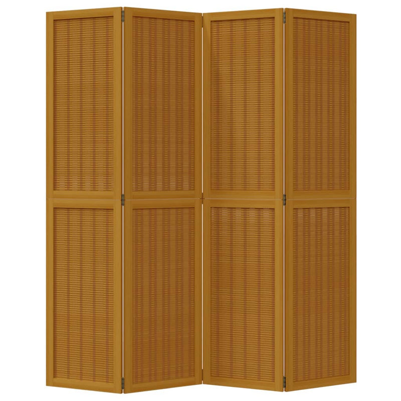 Room Divider 4 Panels Brown Solid Wood Paulownia