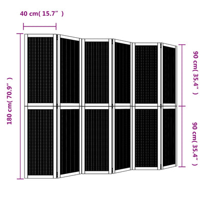 Room Divider 6 Panels Brown Solid Wood Paulownia